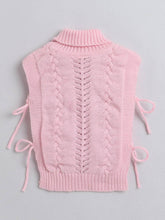 Little Angels Little Angels Baby Wool Turtle Neck Cable Knit Sleeveless Pullover For Baby Girls Sleeveless/vests Urumi Sweetheart Turtleneck Top 0-3M / Pink / Baby Wool